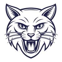 a cat head with an angry expression vector