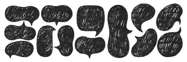 Speech bubbles in hand drawn style with chalk and crayon texture containing space for a conversation. illustration. vector