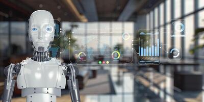 Advanced Robot System for Calculation and Data Analysis in Office photo