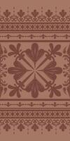 Exquisitely Detailed Mocha Mousse Embroidery Hand Draw on Cocoa Brown Background. Gentle Warm mood and tone Luxury Elaborate Border Pattern Design. Royal Haute Couture Scroll Ornate Seamless Lace vector