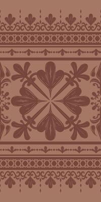 Exquisitely Detailed Mocha Mousse Embroidery Hand Draw on Cocoa Brown Background. Gentle Warm mood and tone Luxury Elaborate Border Pattern Design. Royal Haute Couture Scroll Ornate Seamless Lace
