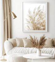 Pampas grass print - white living room photo
