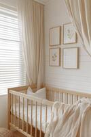Cozy Nursery with Wooden Crib and Simple Decor photo