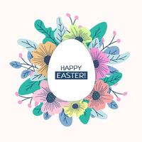 Easter egg and spring flowers composition. Isolated on white background. Graphic design. vector