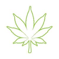 Outline Light Green Cannabis Leaf on White Background vector