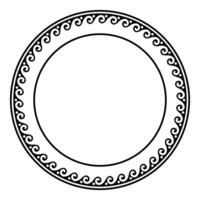 Greek meander. Round monochrome classic frame. Pattern of Greece, ancient Rome. Circle european border. Abstract round classical Greek ornament. Egyptian, Assyrian, Greek motif circular frame. vector