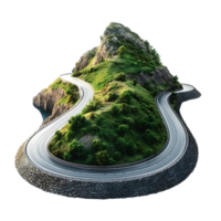 Remote Island Peak with Zigzag Road for Wanderlust-Inspired Art png