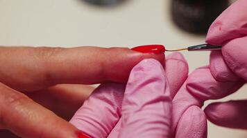 Expert Applications of Professional Nail Art Using Precision Tools for Beautiful Results. Media video