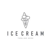 simple ice cream logo design cold food template with minimalist line concept ice cream vector