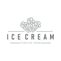 simple ice cream logo of cold food template with minimalist line concept ice cream vector
