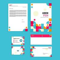 Stationery Equipment Set Bundling Design with Abstract Geometric Rounded Square Mosaic vector
