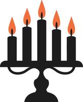 Elegant Candelabrum with Burning Candles - Silhouette vector