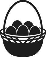 Basket with Eggs Silhouette - Easter and Farm vector
