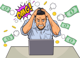 An older man is frustrated with his losing business. png