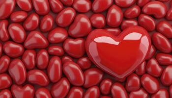 Large Glossy Red Heart Among Many Smaller Hearts photo