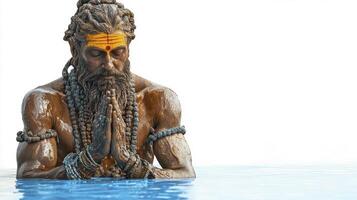 Man in Water Performing a Prayer photo