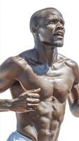 Muscular Man Running Outdoors photo