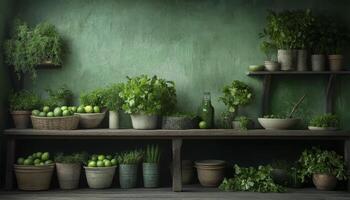 Rustic Green Herb and Lime Still Life photo