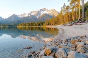Sunrise Mountain Lake Reflection photo