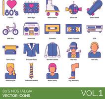 The icons are set up in a variety of colors vector