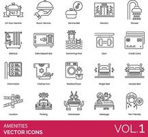 Hotel and spa line icons, set of icons vector