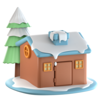A small house with snow on the roof and trees in the background png