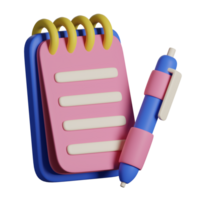 A pink notebook with a pen and a note pad png