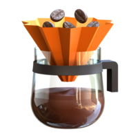 A coffee maker with a funnel and coffee beans png