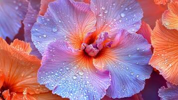 A close up of a flower with water droplets photo