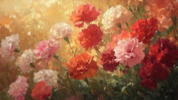 A painting of flowers in a field photo