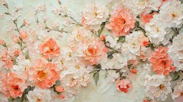 A painting of flowers on a wall photo