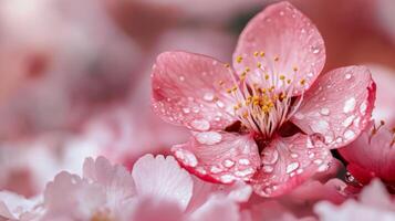 A pink flower with water droplets on it photo