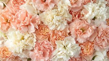 A large group of pink and white carnations photo