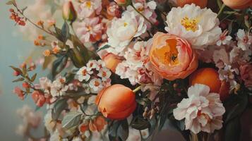 A painting of flowers in a vase photo