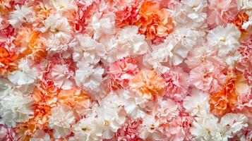 A large group of white and pink flowers photo