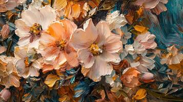 A painting of flowers in a vase photo
