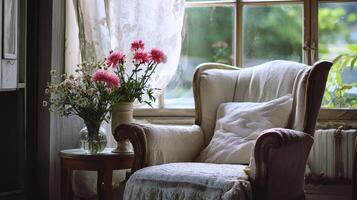 A chair with a blanket on it photo