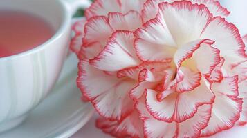 A cup of tea and a flower photo