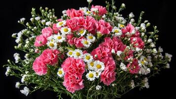 A bouquet of pink and white carnations photo