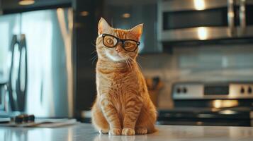 A cat wearing glasses photo