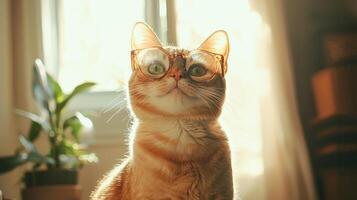 A cat wearing glasses photo