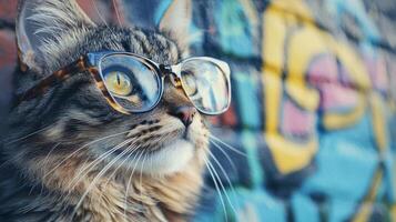 A cat wearing glasses photo