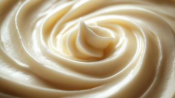Smooth swirl of creamy vanilla frosting texture photo