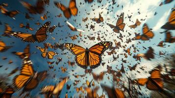 A group of butterflies flying in the air photo