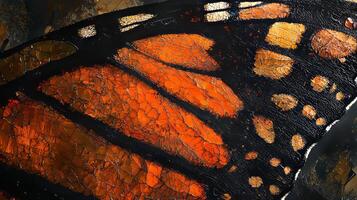 A close up of a monarch butterfly wing photo