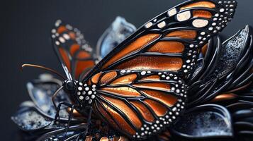 A monarch butterfly is sitting on a flower photo