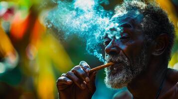 A man with a cigar in his mouth photo