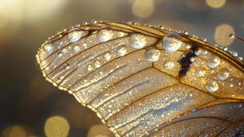 A butterfly with water droplets on its wings photo
