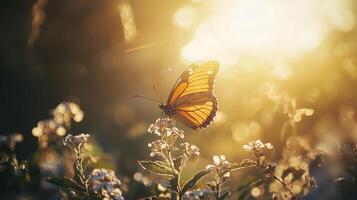 un mariposa es sentado en un flor en el Dom foto