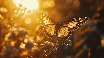 un mariposa es sentado en un flor en el Dom foto